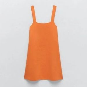 zara orange knit dress with straps. straps are not adjustable. great condition